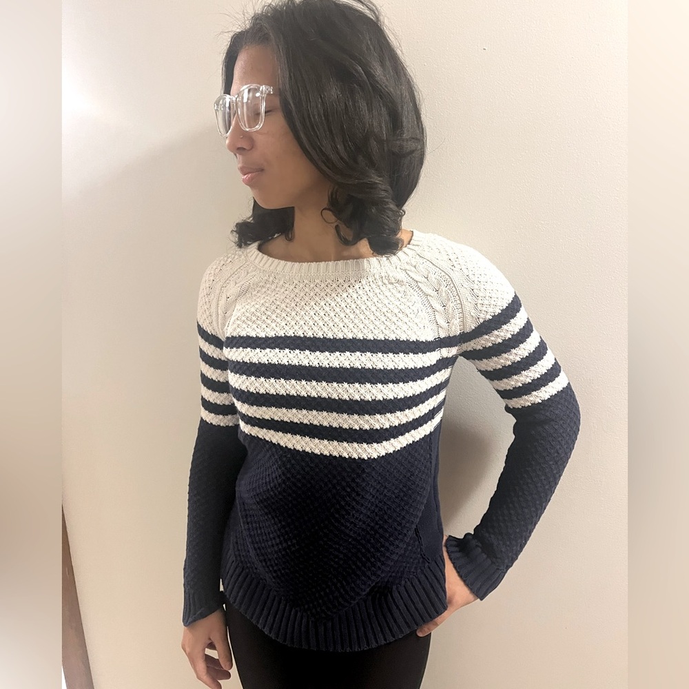 Madison Jules Blue & White Sweater